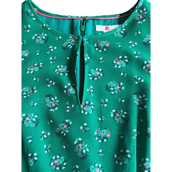 Boden Ada Midi Dress Green Floral With Puff Sleeves keyhole Neckline UK 6P US 2P - Picture 3 of 15